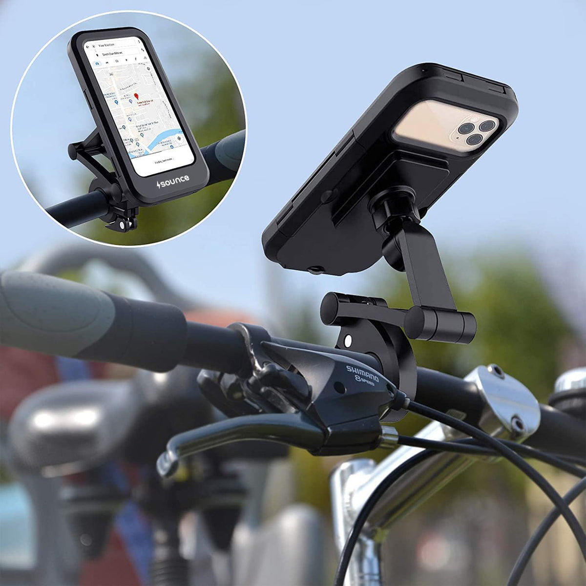 Waterproof Bike Mobile Phone Holder for Handlebar – 360° Rotation, Sensitive Touch Screen